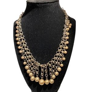 Necklace with Drop Chains and Champagne Colored Pearls